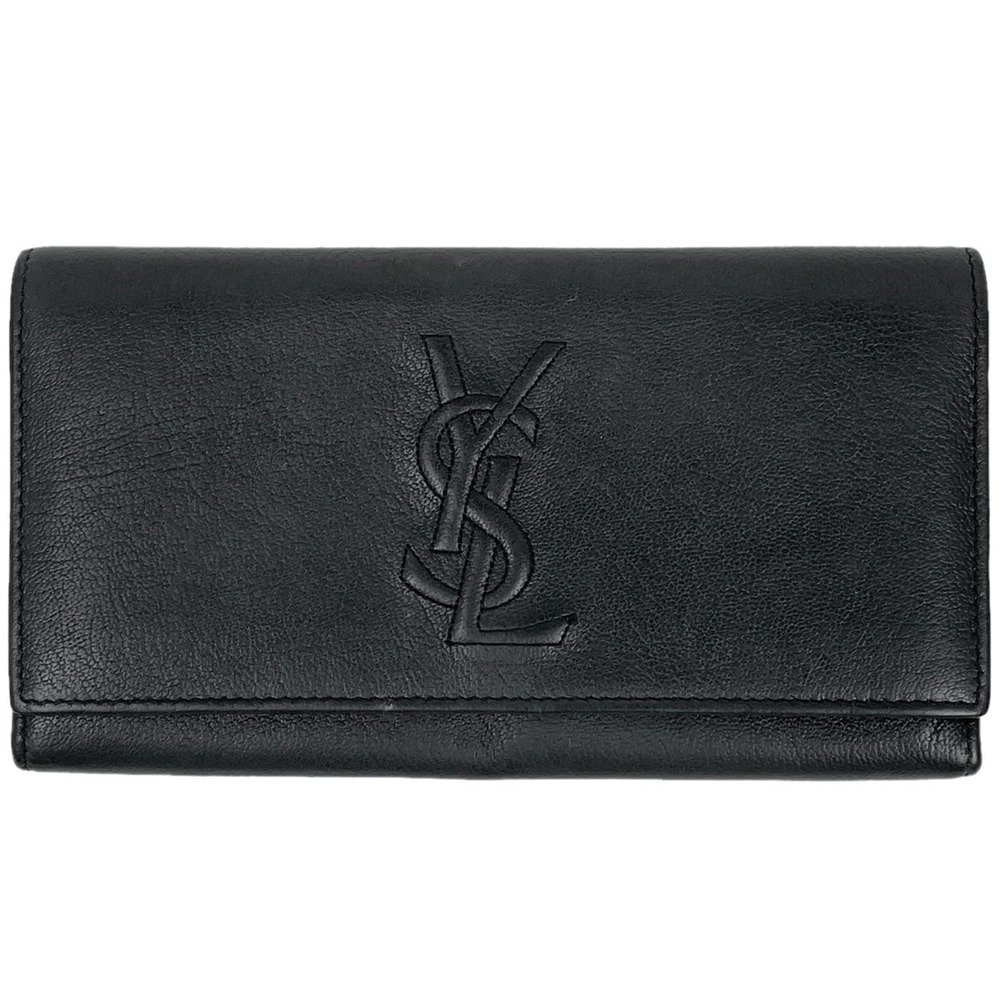 Saint Laurent Yves bi fold long wallet coin bill leather black